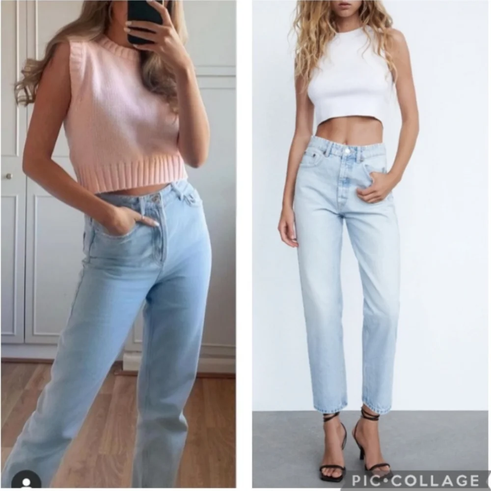 Zara* high rise straight mom leg ankle jeans blogger favorite - Picture 2 of 5